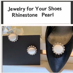 White Satin & Crystal Shoe Clips Jewelry